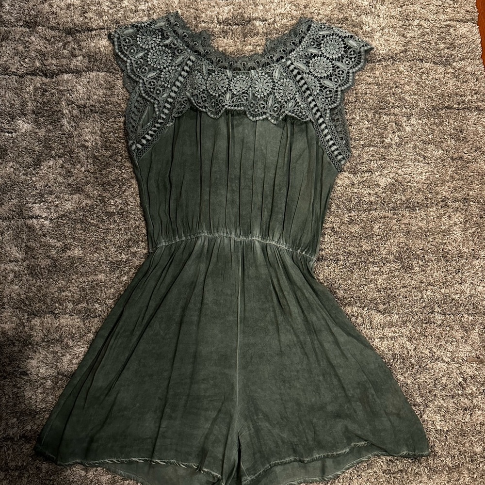 Green Lace Romper